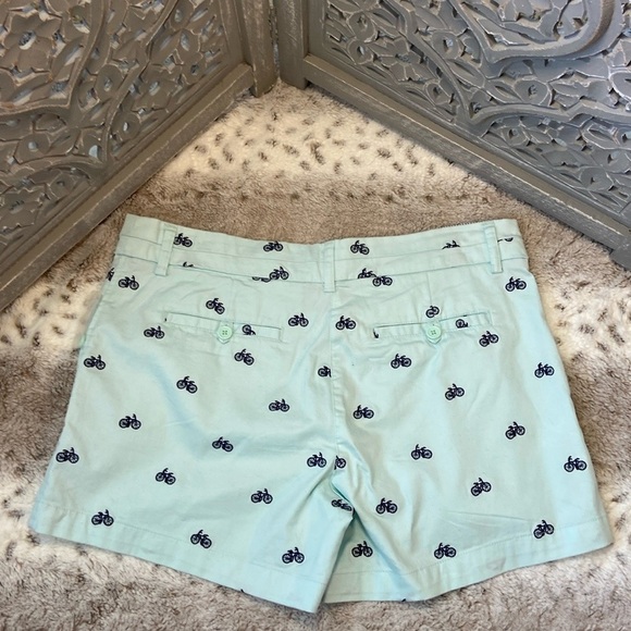 NWT! British Kahaki shorts size 10 mint green navy embroidered bicycle vacation - Picture 8 of 12